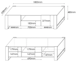 Mobile porta TV Dronero, 180x44 h48 cm, Rovere Nodi e Antracite