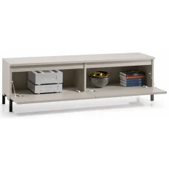 Mobile Porta tv Grigio Chiaro Nero un Ripiano 2 Ante 150x37x45h cm, con Piedini Made in Italy - Mimasato