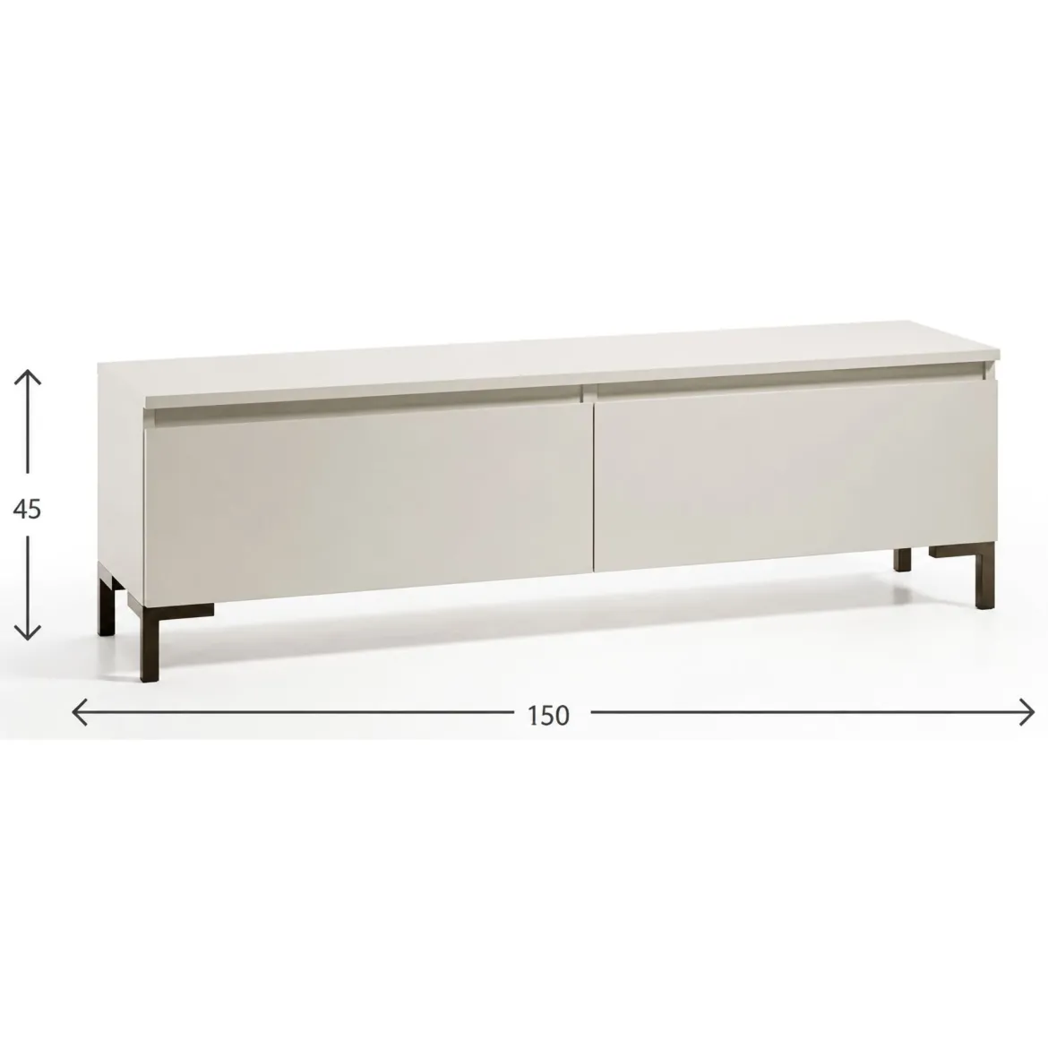 Mobile Porta tv Grigio Chiaro Nero un Ripiano 2 Ante 150x37x45h cm, con Piedini Made in Italy - Mimasato