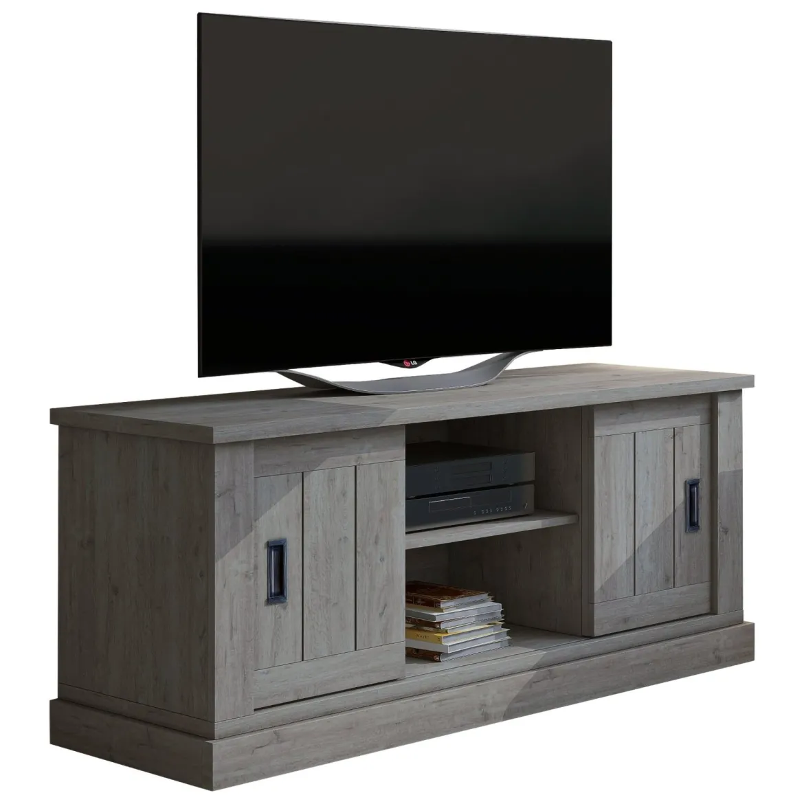 Mobile Porta tv Grigio Rovere Grigio un Ripiano 2 Ante 45x46x60h cm, 4 Vani - Mesola