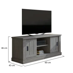 Mobile Porta tv Grigio Rovere Grigio un Ripiano 2 Ante 45x46x60h cm, 4 Vani - Mesola