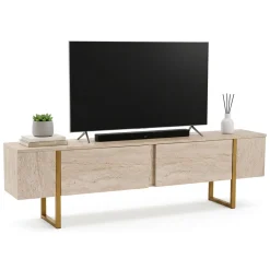 Mobile porta TV Lilith, 180x30 h50 cm, Beige e Oro