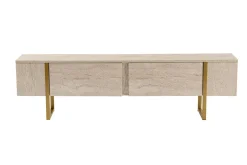 Mobile porta TV Lilith, 180x30 h50 cm, Beige e Oro