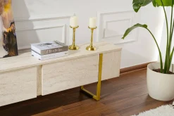 Mobile porta TV Lilith, 180x30 h50 cm, Beige e Oro