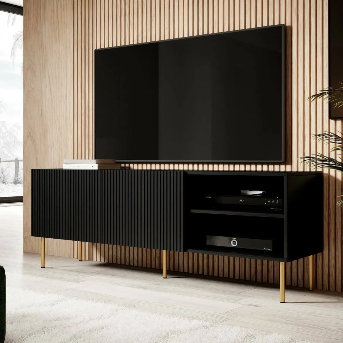 Mobile porta TV Magnano, 150x42 h52 cm, Nero