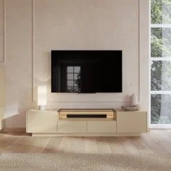 Mobile Porta tv Marrone Chiaro Marrone Rovere 2 Cassetti 2 Ripiani 203x40x43h cm, 2 Ante - Kakagano