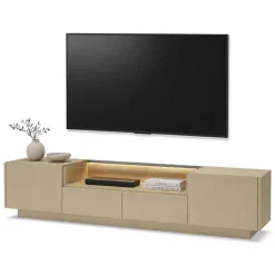 Mobile Porta tv Marrone Chiaro Marrone Rovere 2 Cassetti 2 Ripiani 203x40x43h cm, 2 Ante - Kakagano