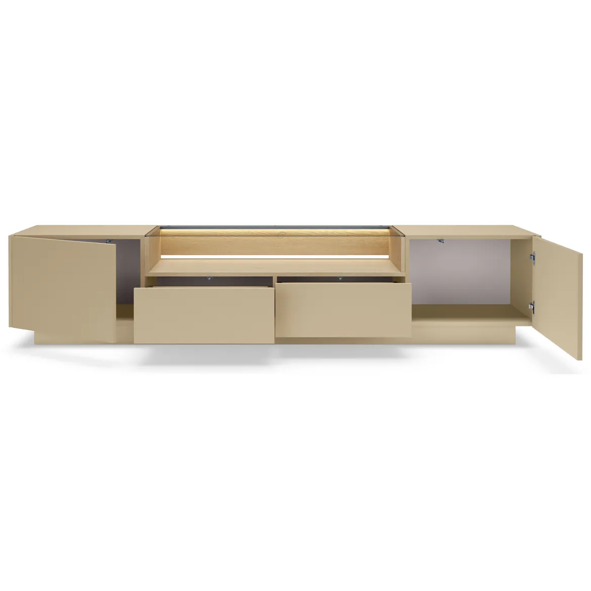 Mobile Porta tv Marrone Chiaro Marrone Rovere 2 Cassetti 2 Ripiani 203x40x43h cm, 2 Ante - Kakagano