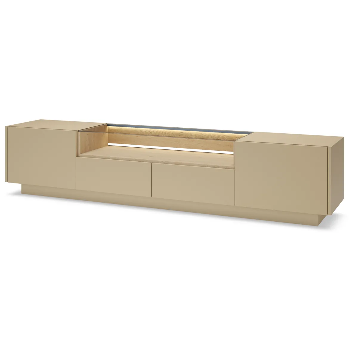 Mobile Porta tv Marrone Chiaro Marrone Rovere 2 Cassetti 2 Ripiani 203x40x43h cm, 2 Ante - Kakagano