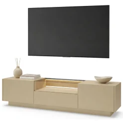 Mobile Porta tv Marrone Chiaro Marrone Rovere un Cassetto 2 Ripiani 176x40x43h cm, 2 Ante - Kakaha