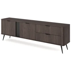 Mobile Porta tv Marrone Noce 2 Cassetti 3 Ripiani 195x38x61h cm, 2 Ante - Kamirili