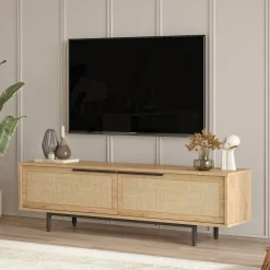 Mobile Porta tv Marrone Noce Marrone Quercia Apertura a Ribalta 2 Ante 160x35.5x45.1h cm, 2 Vani - Moimacco