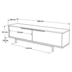 Mobile Porta tv Marrone Noce Marrone Quercia Apertura a Ribalta 2 Ante 160x35.5x45.1h cm, 2 Vani - Moimacco