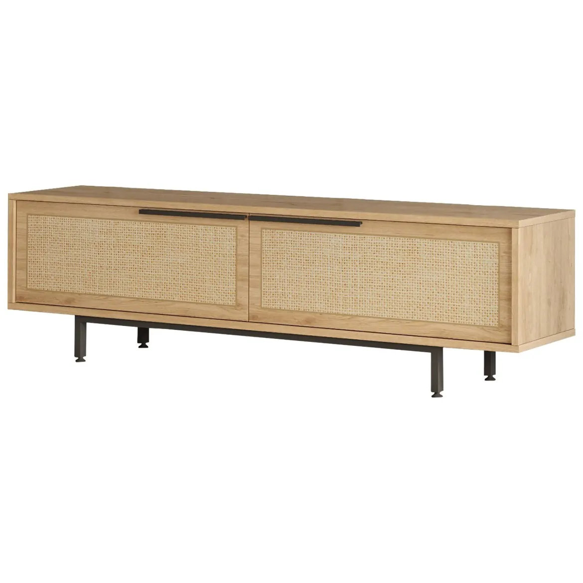 Mobile Porta tv Marrone Noce Marrone Quercia Apertura a Ribalta 2 Ante 160x35.5x45.1h cm, 2 Vani - Moimacco