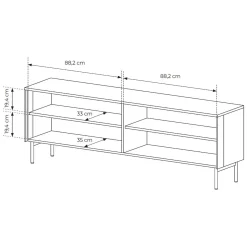 Mobile Porta tv Marrone Noce Nero Antracite un Ripiano 2 Ante 180x40x45h cm, 4 Vani - Fonni