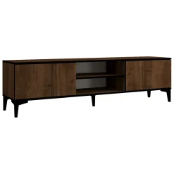Mobile Porta tv Marrone Noce Nero Antracite un Ripiano 2 Ante 180x40x45h cm, 4 Vani - Fonni