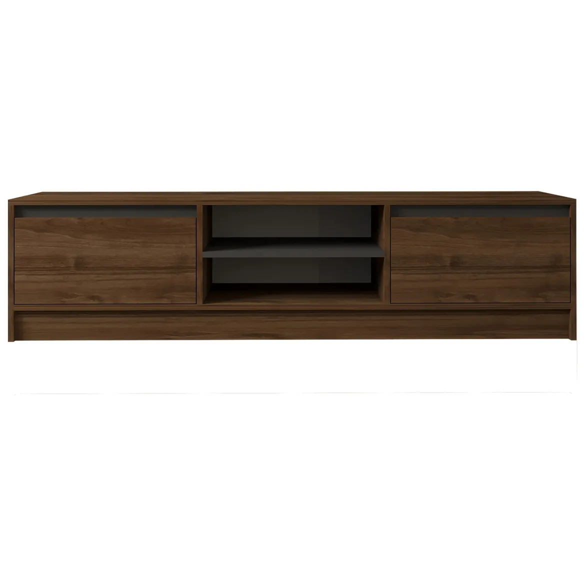 Mobile Porta tv Marrone Noce Nero Cassetti un Ripiano 180x30x50h cm, 2 Ante - Abishia