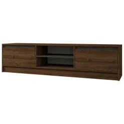 Mobile Porta tv Marrone Noce Nero Cassetti un Ripiano 180x30x50h cm, 2 Ante - Abishia