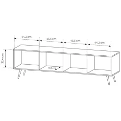 Mobile Porta tv Marrone Noce Noce Antracite 2 Ripiani 5 Vani 156x30x40h cm, Peso Supportato 40 kg - Zubiena