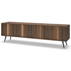 Mobile Porta tv Marrone Noce Noce Antracite 2 Ripiani 5 Vani 156x30x40h cm, Peso Supportato 40 kg - Zubiena