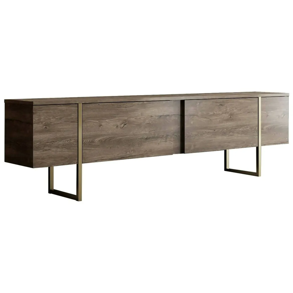 Mobile Porta tv Marrone Noce oro Cassetti un Ripiano 180x30x50h cm, 2 Ante - Abishia