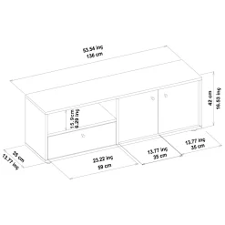 Mobile Porta tv Marrone Noce 2 Ripiani Apertura a Ribalta 160x27x33h cm, Un'anta - Caraglio