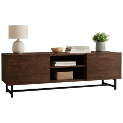 Mobile Porta tv Marrone Noce 3 Ripiani 2 Ante 150x41x50h cm, 6 Vani - Monno