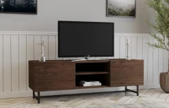 Mobile Porta tv Marrone Noce 3 Ripiani 2 Ante 150x41x50h cm, 6 Vani - Monno