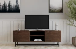 Mobile Porta tv Marrone Noce 3 Ripiani 2 Ante 150x41x50h cm, 6 Vani - Monno