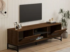 Mobile Porta tv Marrone Noce un Ripiano 2 Ante 160x40x50h cm, 4 Vani - Cinaglio