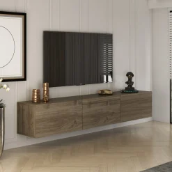 Mobile Porta tv Marrone Noce 4 Vani 4 Ante 180x35x50h cm, Apertura a Ribalta - Visco