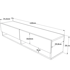 Mobile Porta tv Marrone Quercia 3 Ripiani Apertura Maniglia 182x44x63h cm, 6 Vani - Vergonte