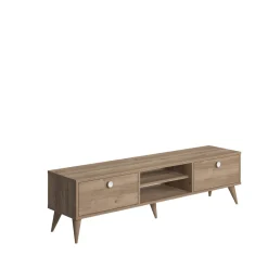 Mobile Porta tv Marrone Quercia un Ripiano Apertura Maniglia 182x44x63h cm, 2 Vani - Silea
