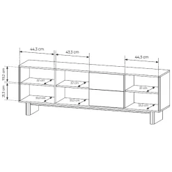 Mobile Porta tv Marrone Rovere 2 Ripiani 2 Ante 141x30x31h cm, 4 Vani - Olmi