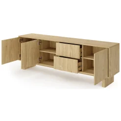 Mobile Porta tv Marrone Rovere 2 Ripiani 2 Ante 141x30x31h cm, 4 Vani - Olmi