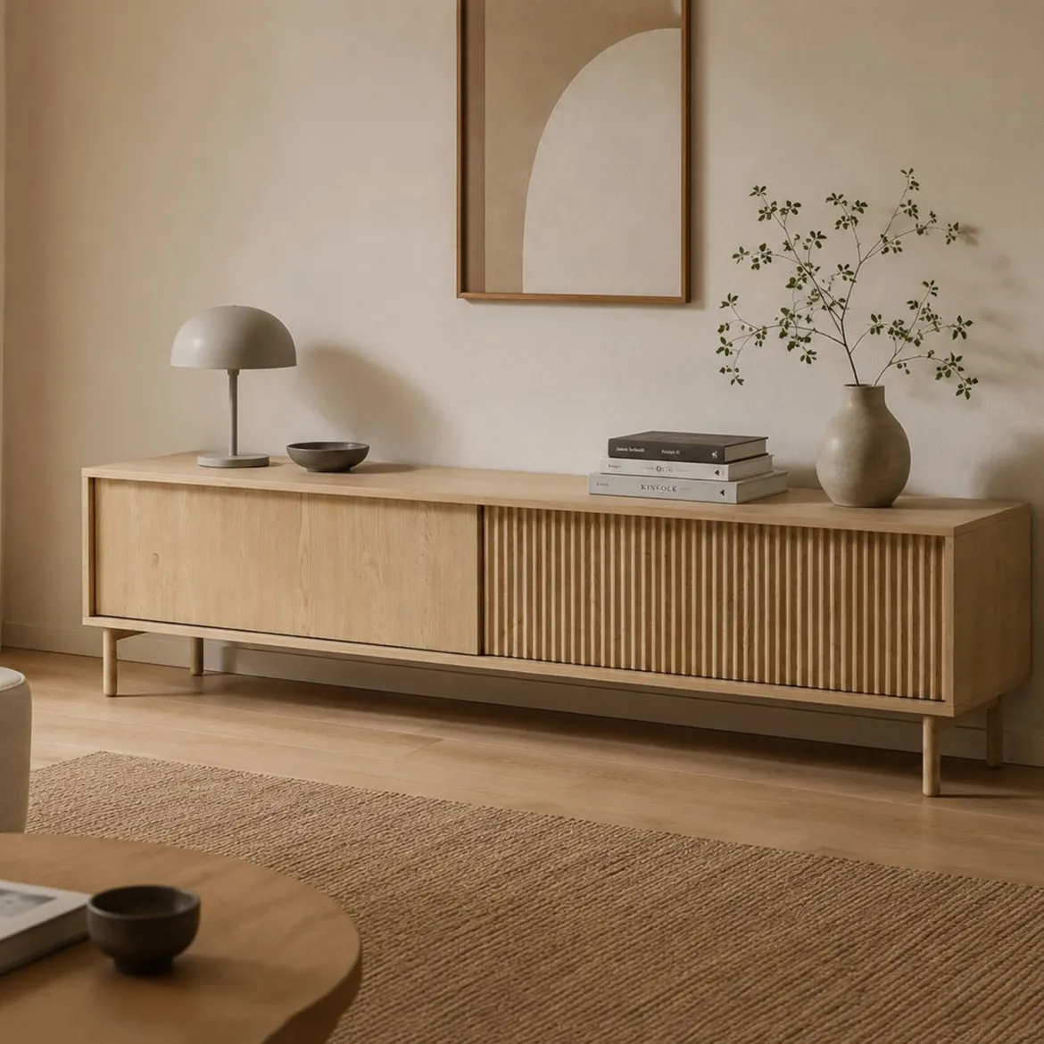 Mobile Porta tv Marrone Rovere 2 Ripiani 4 Vani 100x30x40h cm, Peso Supportato 40 kg - Foglizzo