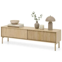 Mobile Porta tv Marrone Rovere 2 Ripiani 4 Vani 100x30x40h cm, Peso Supportato 40 kg - Foglizzo