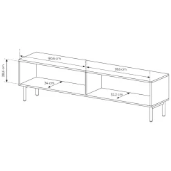 Mobile Porta tv Marrone Rovere 2 Ripiani 4 Vani 100x30x40h cm, Peso Supportato 40 kg - Foglizzo