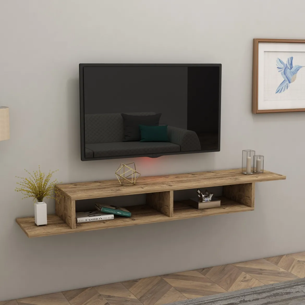 Mobile Porta tv Marrone Rovere 3 Cassetti un Ripiano 200x34x28h cm, 3 Vani - Kahate