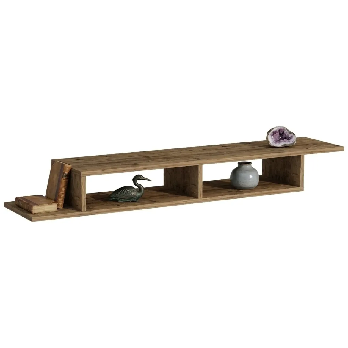 Mobile Porta tv Marrone Rovere 3 Cassetti un Ripiano 200x34x28h cm, 3 Vani - Kahate