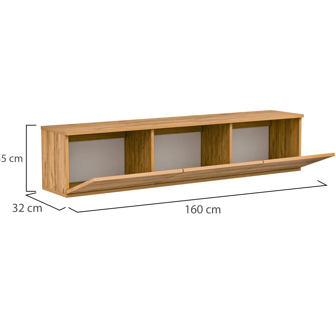 Mobile Porta tv Marrone Rovere 3 Vani 3 Ante 160x32x35h cm, Apertura a Ribalta - Surrigone