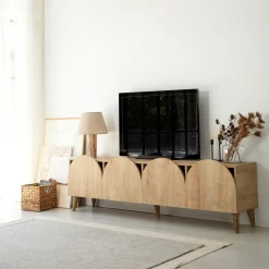 Mobile Porta tv Marrone Rovere 4 Vani Un'anta 140x29x45h cm, Apertura Battente - Fumane