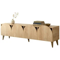 Mobile Porta tv Marrone Rovere 4 Vani Un'anta 140x29x45h cm, Apertura Battente - Fumane