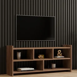 Mobile Porta tv Marrone Rovere Beige Cassetti 3 Ripiani 185x40x60h cm, 3 Ante - Serrata