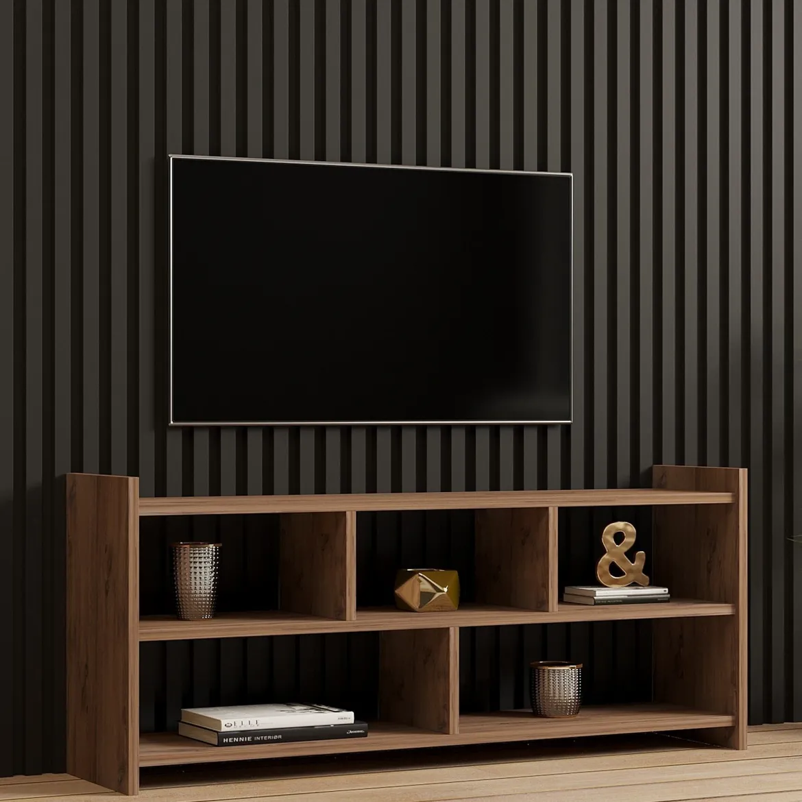 Mobile Porta tv Marrone Rovere Beige Cassetti 3 Ripiani 185x40x60h cm, 3 Ante - Serrata