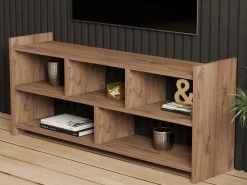 Mobile Porta tv Marrone Rovere Beige Cassetti 3 Ripiani 185x40x60h cm, 3 Ante - Serrata