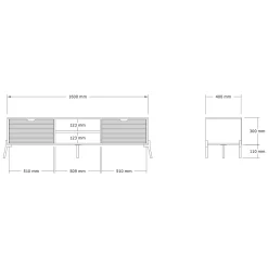 Mobile Porta tv Marrone Rovere Bianco un Ripiano 4 Vani 160x40x41h cm, 2 Ante - Cinaglio