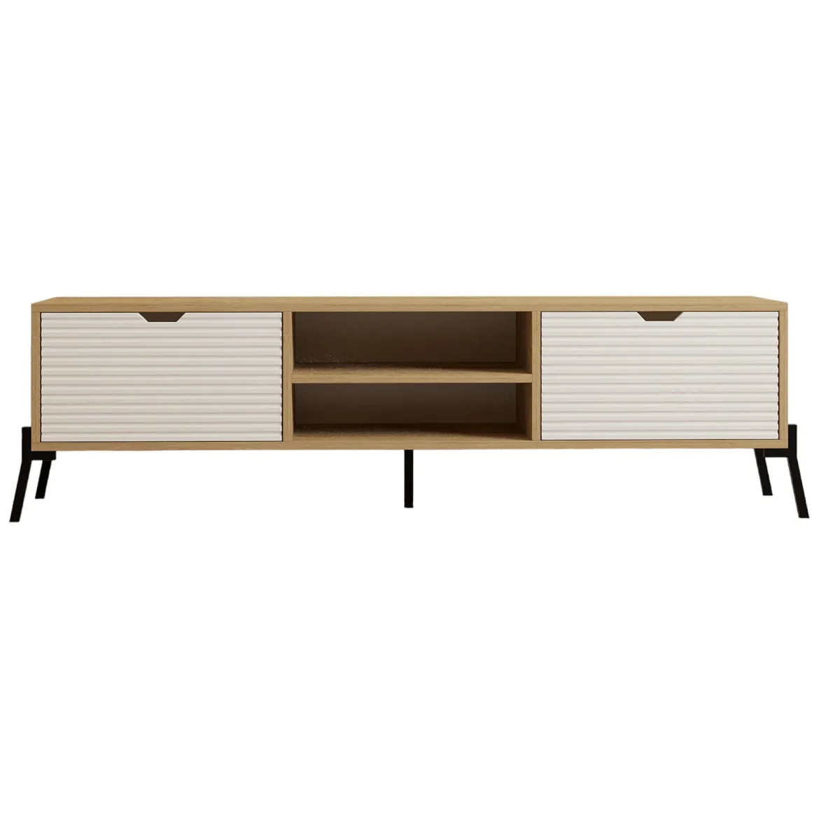Mobile Porta tv Marrone Rovere Bianco un Ripiano 4 Vani 160x40x41h cm, 2 Ante - Cinaglio