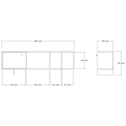 Mobile Porta tv Marrone Rovere Chiaro 4 Vani Un'anta 140x29x45h cm, Apertura Battente - Pralormo