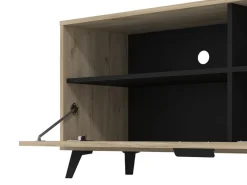 Mobile Porta tv Marrone Rovere Grigio Nero 3 Ripiani Un'anta 137.5x40x57.5h cm, 4 Vani - Platania